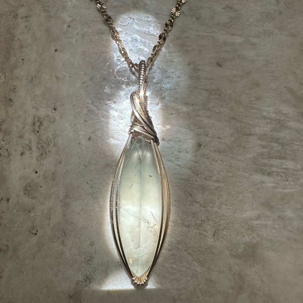 14k Gold Filled Prehnite Healing Stone Necklace